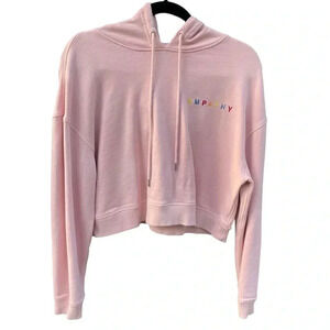 Empathy Embroidered Pink Cropped Hoodie